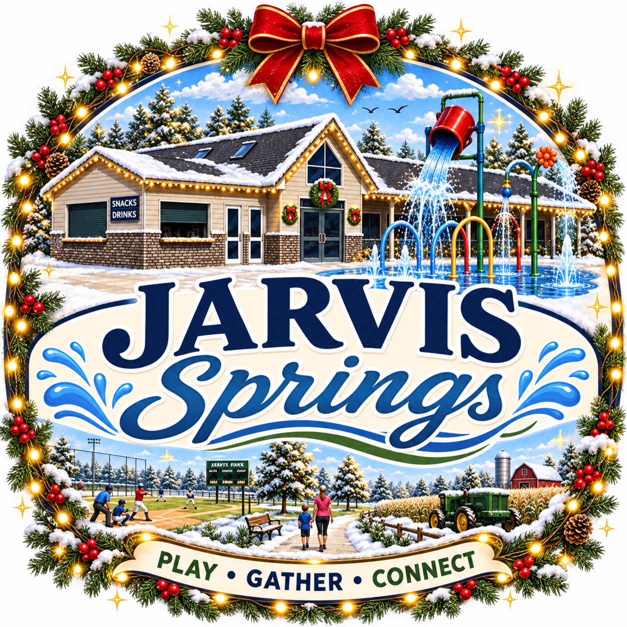 Jarvis Springs decorated for Christmas — Play, Gather, Connect